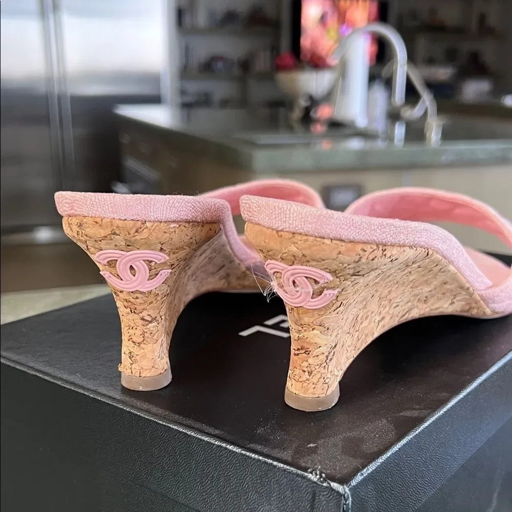 Chanel Light Pink Quilted Wedges